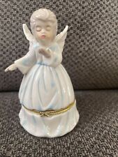 Vintage Porcelain Blowing Kisses Angel Trinket Box 5½" for sale  Shipping to South Africa