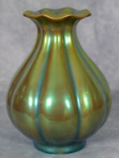 Zsolnay Vintage Green & Blue Iridescent Eosin Segmented Pottery Vase for sale  Shipping to South Africa