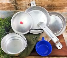 Vintage Aluminum Official Camping Mess Kit Folding Cookware & Case Taiwan 7 Pcs for sale  Shipping to South Africa