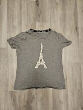 Camiseta Karl Lagerfeld enfeite torre Eiffel frontal manga curta média cinza comprar usado  Enviando para Brazil