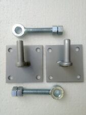 2 x 16mm Hook On Square Plate Gate Hinges Plated + M16 Eye Bolts 100mm (Seconds) for sale  Shipping to South Africa