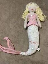 24" Elegant Pottery Barn Kids Mermaid Sirene Doll Blonde Pink Sequins Linen for sale  Shipping to South Africa