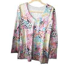 SOFT SURROUNDINGS Wild Thing Animal Print Multicolored Tunic Top Women Sz Large for sale  Shipping to South Africa