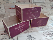 Wooden Wine Box Crate ~ 6 bottle ~ Red, French, Genuine Storage Planter Hamper, used for sale  Shipping to South Africa