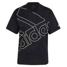adidas Black White Giant Logo Print Crew-Neck T-Shirt Womens Size M  for sale  Shipping to South Africa