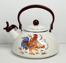 Corning Corelle Country Morning 2.2 qt. Whistling Metal Enamelware Tea Kettle for sale  Shipping to South Africa