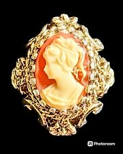 Vintage Large Ornate Cameo Ring 18k Yellow Gold HGE Size 9 Exc Condition  for sale  Shipping to South Africa