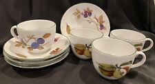 Royal Worcester China EVESHAM VALE Green-trim Cup & Saucer - 4 Sets, used for sale  Shipping to Canada