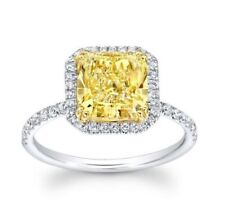 Lab-Created 3.CT Radiant Fancy Yellow Diamond Halo Engagement Ring In 935 Silver for sale  Shipping to South Africa