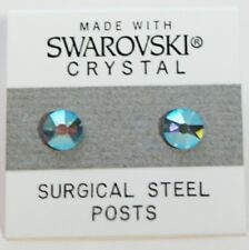 Blue Round Stud Earrings 7mm Light Shimmer Crystal Made with Swarovski Elements for sale  Shipping to South Africa