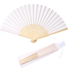 50 peças tecido de seda imitado branco bambu dobrado ventilador de mão adereços de dança nupcial... comprar usado  Enviando para Brazil