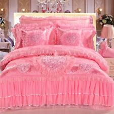 Conjunto de roupa de cama de casamento princesa de renda em forma de coração capa de edredom fronhas de lençol comprar usado  Enviando para Brazil