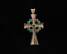 14K Yellow Gold and Emeralds Celtic Cross for sale  Woonsocket