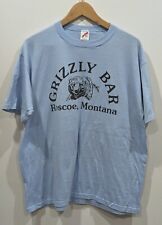 Mens XL Grizzly Bar Roscoe, Montana Light Blue T-Shirt 50/50 Cotton Polyester for sale  Shipping to South Africa