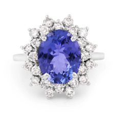 5.10 Ct Certified Natural Tanzanite Diamond Ring 14K Solid White Gold Ring for sale  Shipping to South Africa