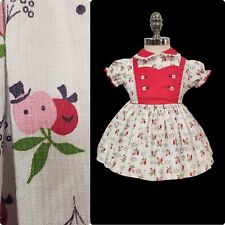 Vestido vintage anos 50 novidade Pinafore algodão colorido cerejas doces namorados 2T 3T 4T comprar usado  Enviando para Brazil