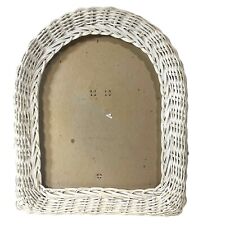 White Natural Wicker Rattan Arched Window Picture Frame 10.5”X12” Vintage Retro for sale  Shipping to South Africa