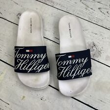 Sapatos femininos Tommy Hilfiger tamanho 7m soletrar logotipo bandeira slides comprar usado  Enviando para Brazil