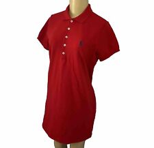 Vestido polo feminino Ralph Lauren manga curta malha pique vermelho sólido tamanho G azul pônei comprar usado  Enviando para Brazil
