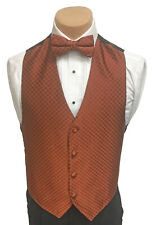 Men's Barassi Cinnamon Tuxedo Vest & Tie Bow Long Cruise Groom Wedding Prom for sale  Shipping to South Africa