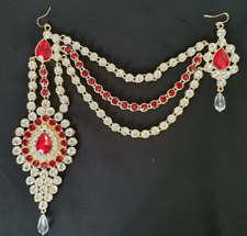 Indian  Gold Red Silver Crystal Jewellery  Hijab Head Piece Tikka Matha Patti for sale  LONDON