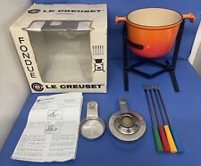 LE CREUSET Fondue Set Cast Iron Enamelware Orange Boxed With Manual Burner Forks for sale  Shipping to South Africa