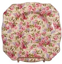 VINTAGE ROYAL WINTON CHINTZ JUNE ROSES 8" SQUARE PLATE Chip On Underside for sale  Shipping to Canada