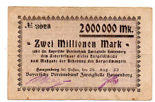 578 Hauzenberg, Vereinsbank, 2 miliony Mk; 25.8.23, na sprzedaż  Wysyłka do Poland