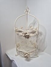 Vintage Metal 2-Tier Cream Fruit Basket With Floral Motiff Design - 19" Height. for sale  Shipping to South Africa