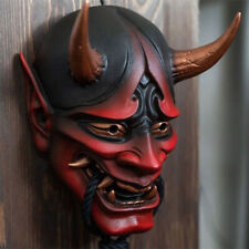 Accessorio rosso Hannya Prajna Demone Oni Samurai maschera viso lattice giapponese Halloween, usato usato  Spedire a Italy