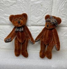 x2 Hand Made Collectable 4" Jointed Brown Teddy Bear Figures for sale  Shipping to South Africa