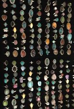Lote de anillos de joyería de lapislázuli y piedras preciosas mixtas enchapados en plata esterlina 925 al por mayor, usado segunda mano  Embacar hacia Argentina