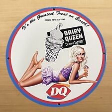 Usado, Placa de porcelana vintage Dairy Queen estação de serviço de vendas de sorvete placa bomba anúncio comprar usado  Enviando para Brazil