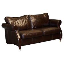 VINTAGE STUNNING CHOCOLATE BROWN LEATHER 2 TO 3 SEATER SOFA for sale  Shipping to South Africa