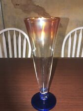 Rick Strini Art Glass Iridescent Gold Blue Champagne Flute Signed for sale  Shipping to South Africa