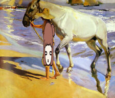 Pintura al óleo niño caballo por playa El-Bano-Del-Caballo-Joaquín-Y-Bastida-Sorolla segunda mano  Embacar hacia Argentina