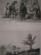 NAPLES Napoli Boutique de fruits et CAPO DI MONTE Belle gravure vers 1835 comprar usado  Enviando para Brazil