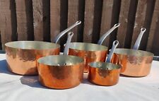 French vintage copper Fabrication Set Of 5 pots pan professional cuivre, used for sale  Shipping to South Africa