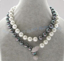 White Rainbow Black South Sea Shell Pearl Round Beads Necklace 14-50'' 8-14mm for sale  Shipping to South Africa