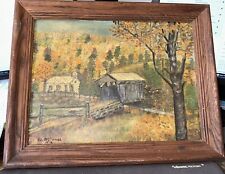 Antique original oil painting on cardboard Signed A McCormick Bridge scene 18x14, used for sale  Shipping to South Africa