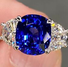 Anel de noivado feminino de diamante natural 1 quilate sólido 950 platina safira azul, usado comprar usado  Enviando para Brazil