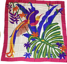 Vintage Ginnie Johansen Tropical Bird Floral 100% Silk Square Scarf 39" 1988, used for sale  Shipping to South Africa
