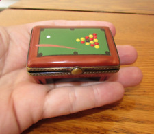 Vintage Peint Main Limoges Porcelain Trinket Stamp Box Billiards Table for sale  Shipping to South Africa