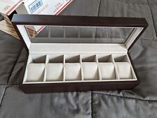 $40 CASE ELEGANCE Organizador de Caixa de Relógio de Madeira Espresso Maciça com Vitrine de Vidro, usado comprar usado  Enviando para Brazil