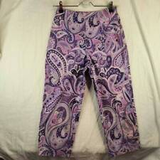 Calça cropped feminina Clio roxa paisley zíper lateral frente plana elástica EUA 4 comprar usado  Enviando para Brazil