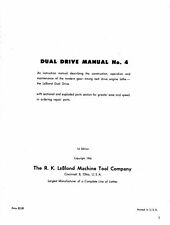 Dual Drive Lathe Operating Instructions Manual Leblond Machine 15 inch #4 1956 for sale  Shipping to South Africa