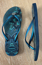 Sandálias chinelos Havaianas femininas azuis florais tamanho EUA 9/10W EU41/42 comprar usado  Enviando para Brazil