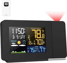 Weather Station with Projection Alarm Clock Outdoor Sensor, Temperature Humidity for sale  Shipping to South Africa