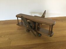 Vintage Wooden Airplane Figurine Hand Carved Wood Toy Plane Model Home Decor, used for sale  CORBY