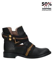 RRP€288 TWINSET Leather Ankle Boots US6 UK4.5 EU37 Black Cut Out, used for sale  Shipping to South Africa